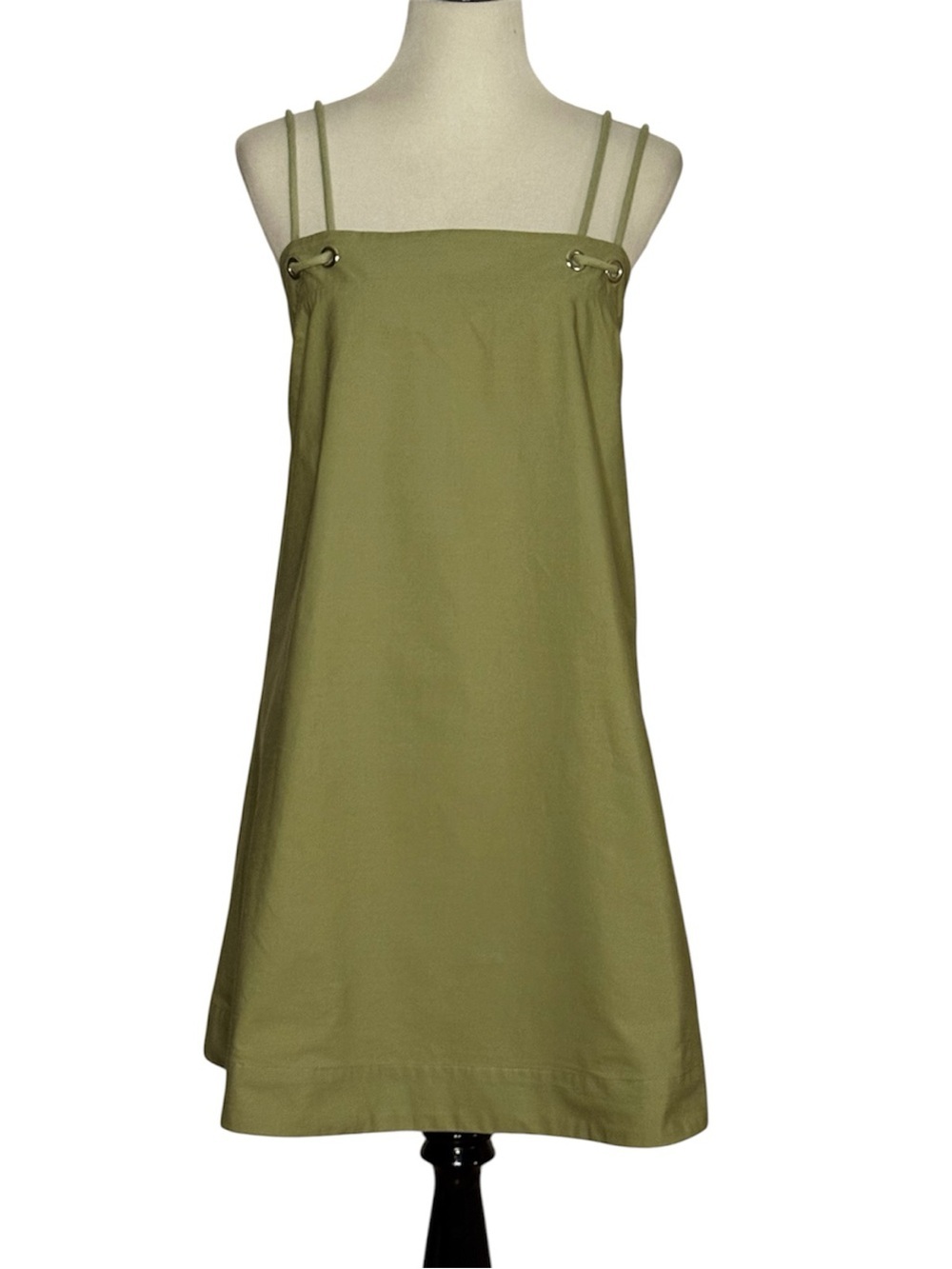 sage green dress anthropologie Rope Strap Swing Tank Cotton A-Line Sundress frenchie